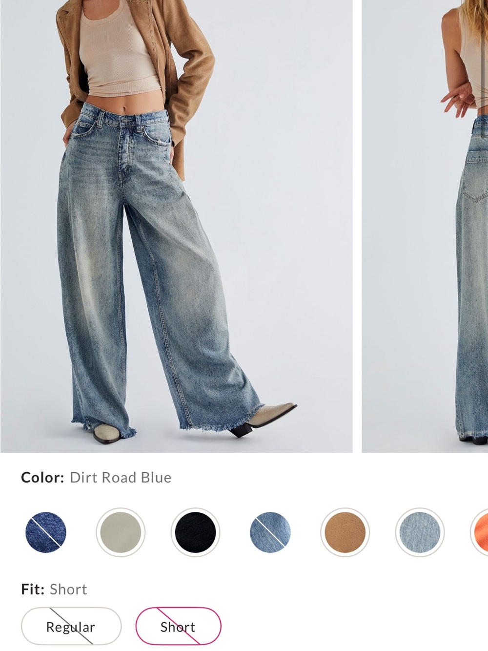 Free People Dirt Road Blue Wide-Leg Denim Jeans